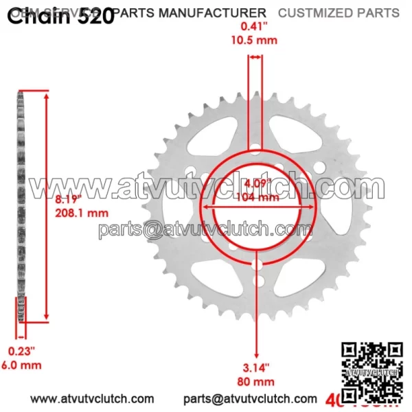 Rear Wheel Chain Sprocket for Polaris Trail Boss 325 2001 2002 40 Teeth (For: Polaris) - Image 2