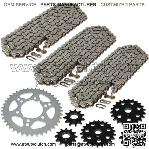 Drive Chain & Sprockets Kit for Polaris Trail Boss 250 4X4 1989 90 91 92 1993 (For: Polaris)