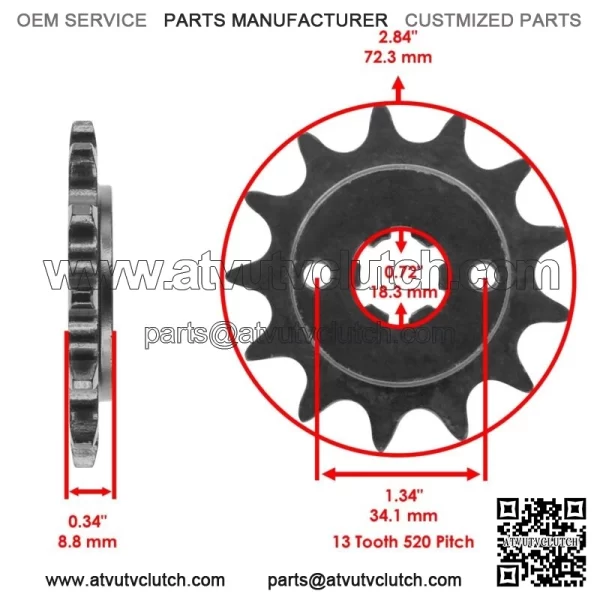 Front & Rear Sprockets Kit for Yamaha Blaster 200 YFS200 1988-2006 (For: Yamaha YFS200) - Image 2