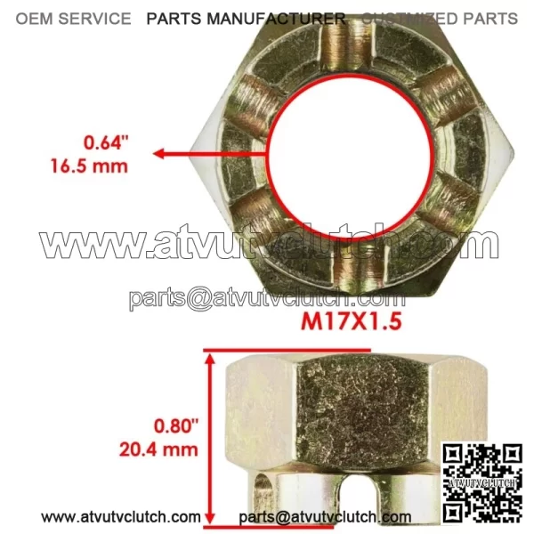 Rear Axle Castle Nut w/ Pin for Polaris Trail Blazer 250 1990-06 / 330 2008-2013 - Image 2
