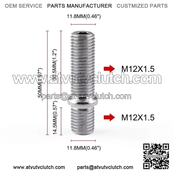 Short 50mm reverse bolt M12*1.5-M12*1.5 - Image 4