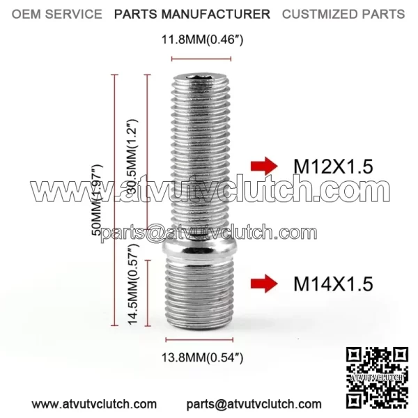 Short 50mm reverse bolt M14*1.5-M12*1.5 - Image 2