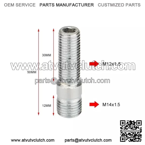 Long 58mm reverse bolt M12*1.5-M12*1.5 - Image 2