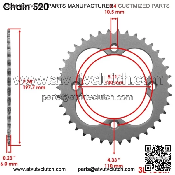 Red O-Ring Drive Chain & Sprockets Kit for Honda TRX450R Sportrax 450 2004 2005 (For: Honda) - Image 4