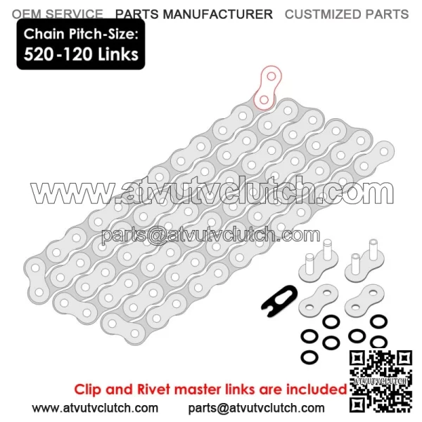 O-Ring Orange Drive Chain for Honda TRX450R 2004 2005 2006 2007 2008 (For: Honda) - Image 2