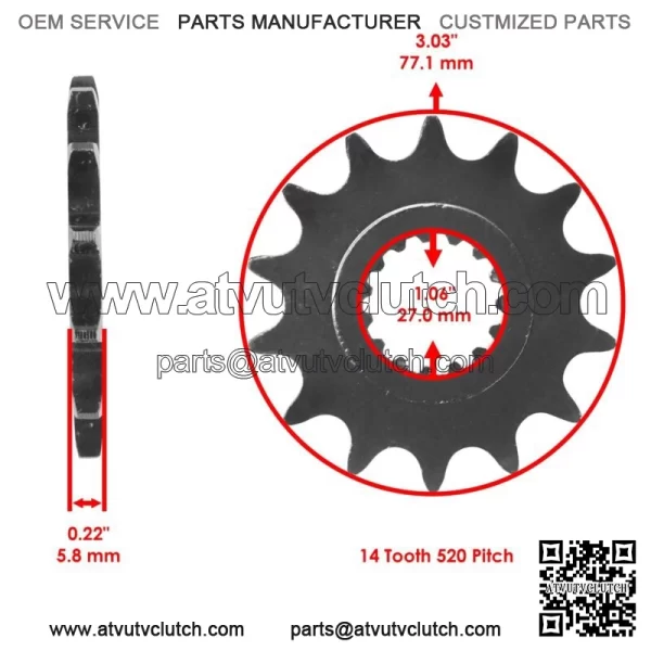 Red O-Ring Drive Chain & Sprockets for Yamaha Raptor 700 YFM700R 2006-2016 (For: Yamaha Raptor 700) - Image 3
