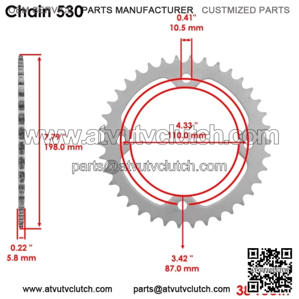Drive Chain & Sprockets For Yamaha Raptor 700 YFM700 2013-2023 YFZ450  2004-2013 (For: Yamaha Raptor 700) - Image 4