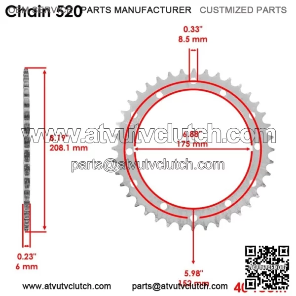 Red Drive Chain And Sprockets Kit for Yamaha Blaster 200 YFS200 1988-2006 (For: Yamaha YFS200) - Image 3