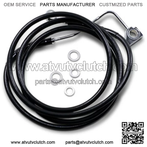 +12" 76 1/2" Extended Length Black Vinyl Upper Brake Line Harley Touring 14+ ABS (For: Harley-Davidson)