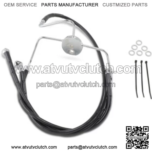 +2" Extended Length Black Vinyl Upper Lower Brake Line Kit Harley Touring 94-07 (For: Harley-Davidson)