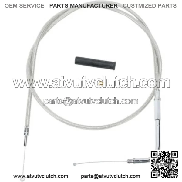 Braided Stainless Throttle Cable 47 1/2" 90 Degree 5" Harley 96-17 Big Twin Cam (For: Harley-Davidson)