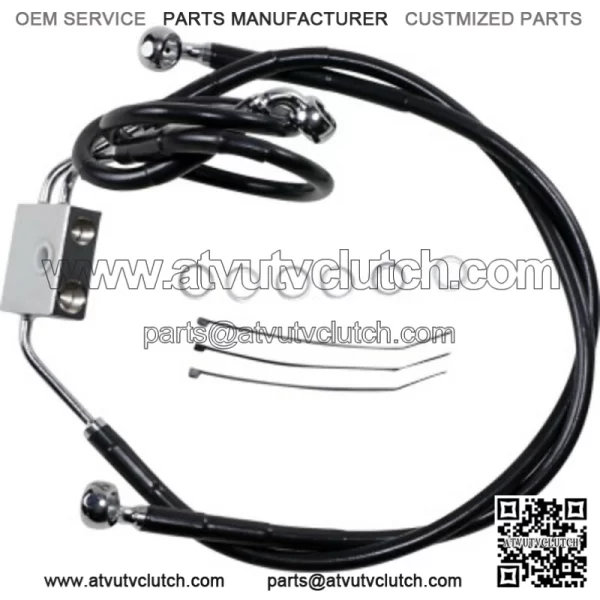 +2" Extended  Length Black Vinyl Upper Lower Brake Line Harley Dyna 12-17 ABS (For: Harley-Davidson)