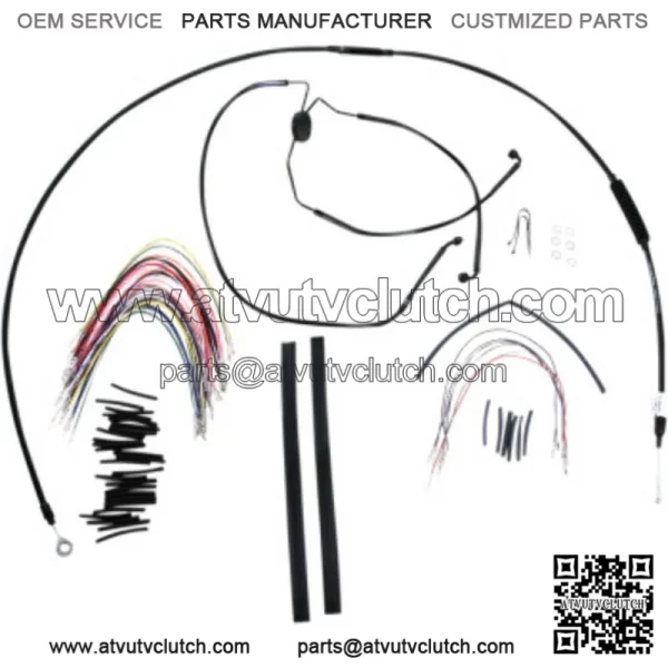 Burly Black Vinyl Cable Brake Kit 15" Ape Hanger Handlebars Harley Touring 08-13 (For: Harley-Davidson)
