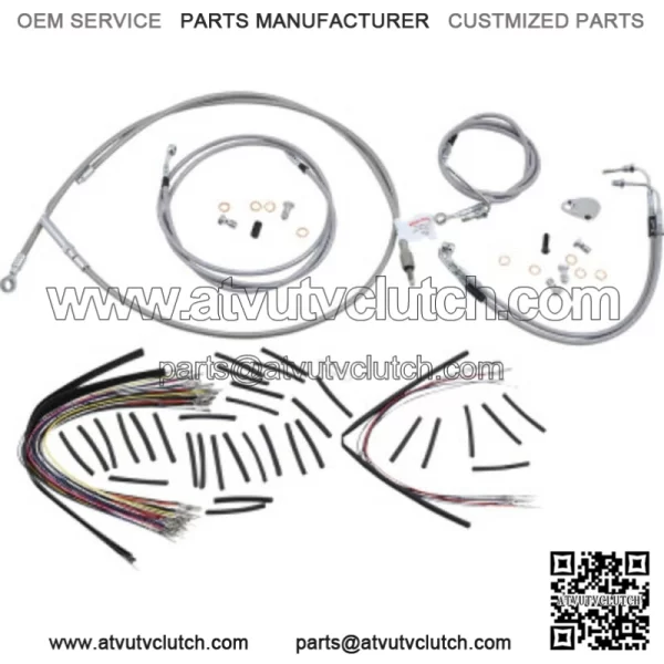 Burly 18" Braided Stainless Handlebar Extension Wiring Kit Touring Harley 08-13 (For: Harley-Davidson)