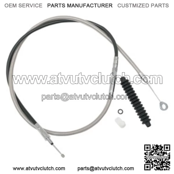 80" Braided Stainless Extended Clutch Cable Wire Harley Softail Dyna Touring XL (For: Harley-Davidson)