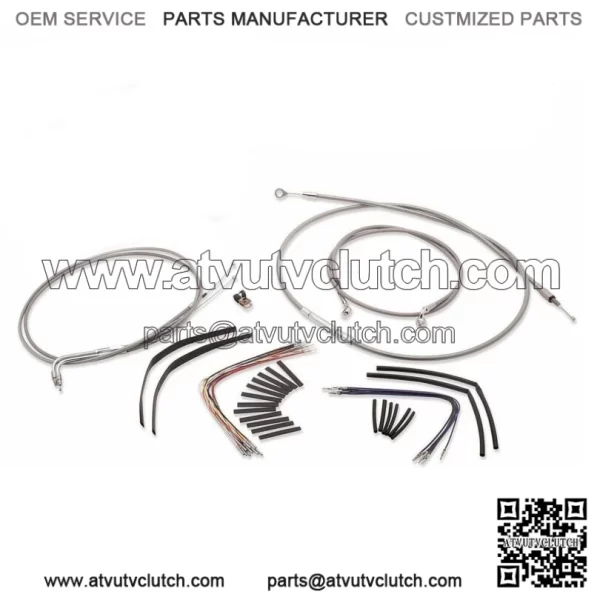 Burly 14" Stainless Handlebar Control Cables Complete Kit Softail Harley 00-06 (For: Harley-Davidson)