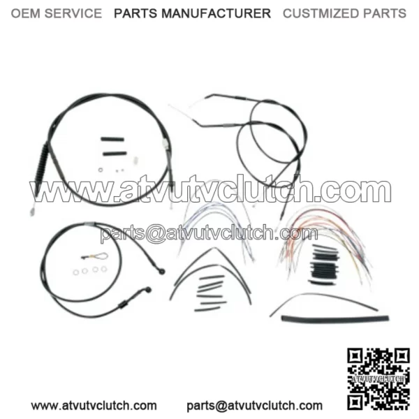 Burly 16" Black Vinyl Ape Hanger Control Cables Complete Kit XL Harley 07-13 (For: Harley-Davidson)