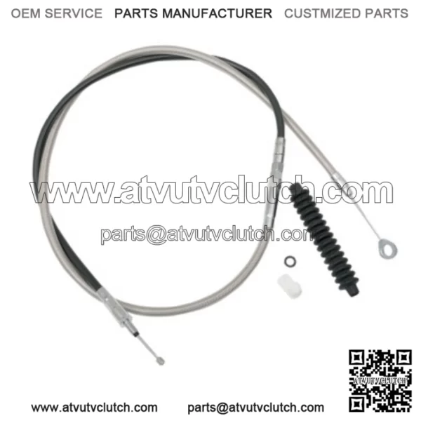 74 11/16" Braided Stainless Extended Clutch Cable Harley Softail Dyna Touring XL (For: Harley-Davidson)
