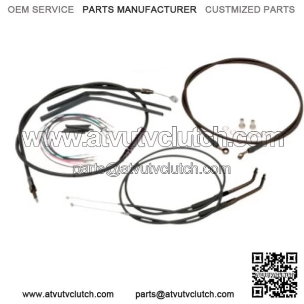 Burly 14" Black Vinyl Handlebar Control Cables Complete Kit Softail Harley 00-06 (For: Harley-Davidson)
