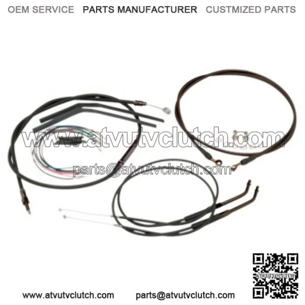 Burly 14" Black Vinyl Handlebar Control Cables Complete Kit Dyna Harley 07-11 (For: Harley-Davidson)