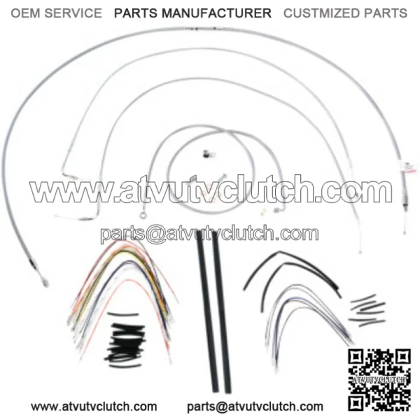 Burly Stainless Braided 18" Handlebar Cables Complete Kit Softail Harley 07-10 (For: Harley-Davidson)