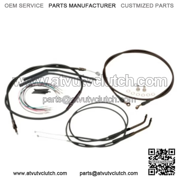 Burly 16" Black Vinyl Handlebar Control Cables Complete Kit Softail Harley 00-06 (For: Harley-Davidson)