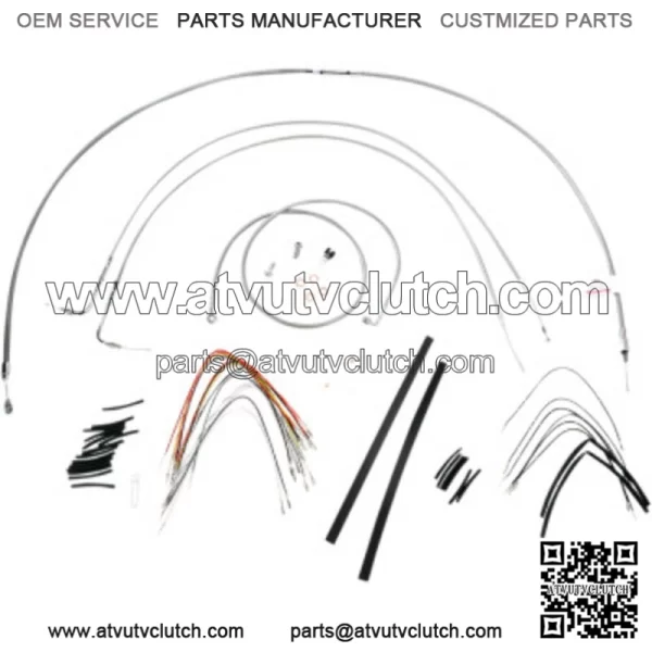 Burly Stainless Braided 16" Handlebar Cables Complete Kit Softail Harley 07-10 (For: Harley-Davidson)