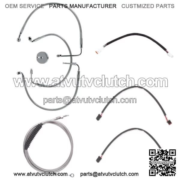 Stainless +10" Cable & Brake Line Cpt Kit 2018-2019 Harley Softail Fat Bob NoABS (For: Harley-Davidson)