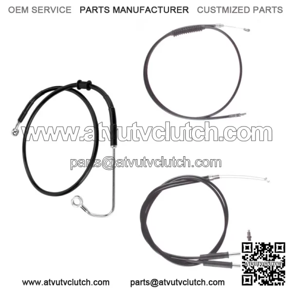 Black +12" Cable & Brake Line Bsc Kit 2011-2015 Harley-Davidson Softail w/ABS (For: Harley-Davidson)