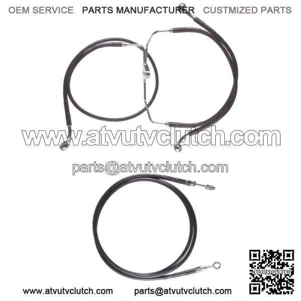 Black +6" Clutch & Brake Line Bsc Kit 2017 & Up Harley-Davidson Road King No ABS (For: Harley-Davidson)