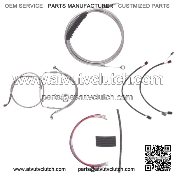 Stainless Cable & Brake Line Cmpt Kit 18" Apes 2014-2016 Harley Road King No ABS (For: Harley-Davidson)