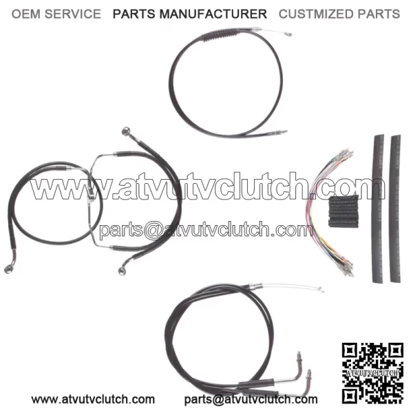 Black +10" Cable & Brake Line Cmpt DD Kit 2008-2017 Harley-Davidson Dyna No ABS (For: Harley-Davidson)