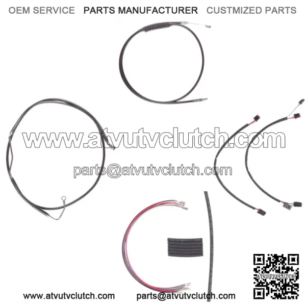 Black Cable & Brake Line Cmpt Kit 12" Apes 2014-2016 Harley Road King w/ABS (For: Harley-Davidson)