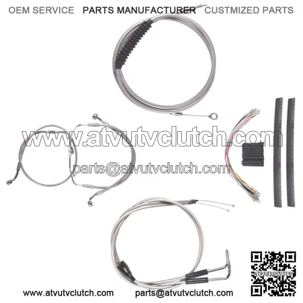 Stainless +14" Cable Brake Line CKit 1996-2001 Harley Touring w/Carb w/Cruise (For: Harley-Davidson)