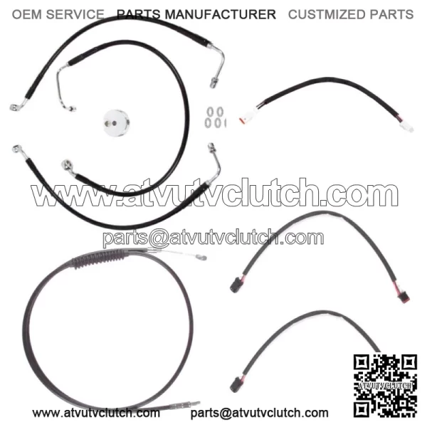 Black +8" Cable & Brake Line Cmpt Kit 2018-2019 Harley Softail Fat Bob No ABS (For: Harley-Davidson)