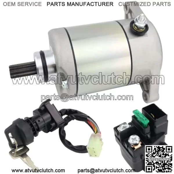 Starter Motor & Solenoid Relay & Ignition Switch for Suzuki ATV Eiger 400 2WD 4WD LT-A400 LT-F400 2002-2007 3545-016 31100-38F00 3313-719 31210-PWB1-900 SM-14241