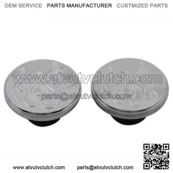 Flamed Fat Bob Split Tank Gas Caps Chrome Dual Pair Vented 83-95 Harley Softail (For: Harley-Davidson)