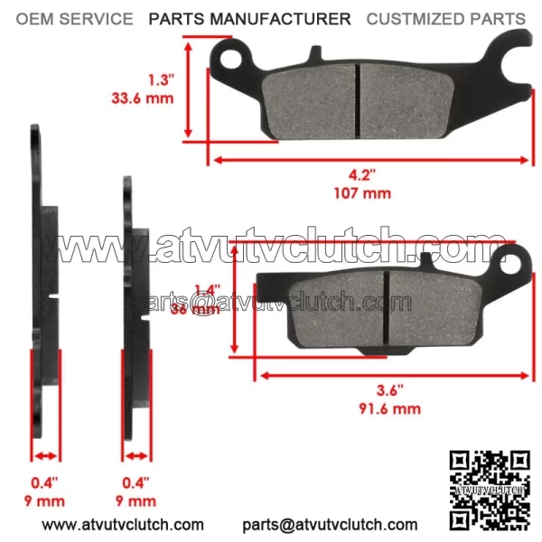 Front and Rear Brake Pads for Yamaha Grizzly 700 YFM700F 2007-2020 (For: Yamaha) - Image 2