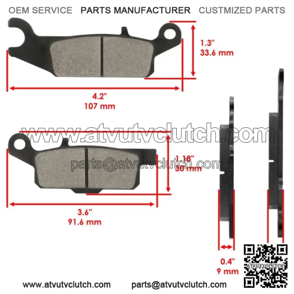 Front and Rear Brake Pads for Yamaha Grizzly 700 YFM700F 2007-2020 (For: Yamaha) - Image 3