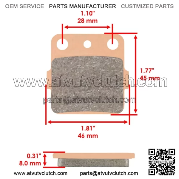 Front Brake Pads for Honda TRX420 TRX 420 Rancher 2007-2019 / 06435-HP7-A01 (For: Honda) - Image 2