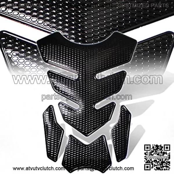 3D 4-Piece Customize Fuel Tank Pad Decal / Sticker Perforated Black w/Black Trim