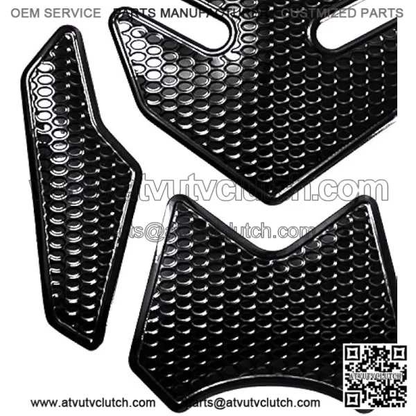 3D 4-Piece Customize Fuel Tank Pad Decal / Sticker Perforated Black w/Black Trim - Image 3