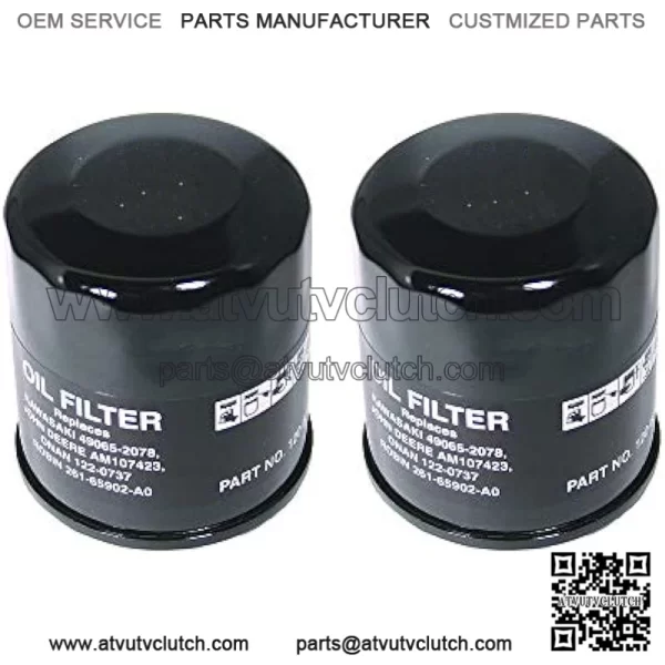 2pk Oil Filter Replaces John Deere AM107423 Kawasaki 49065-2078 Club Car 1016467 Robin 261-65902-A0 Onan 122-0737-03 Cub Cadet 490-201-0001