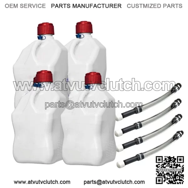 4 Pack Patriotic 5.5 Gallon Square Utility Jug +4 Deluxe Fill Hos