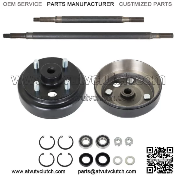 Golf Cart Rear Axle and Brake Hub Drum Assembly Kit For EZGO Elec 1982-UP