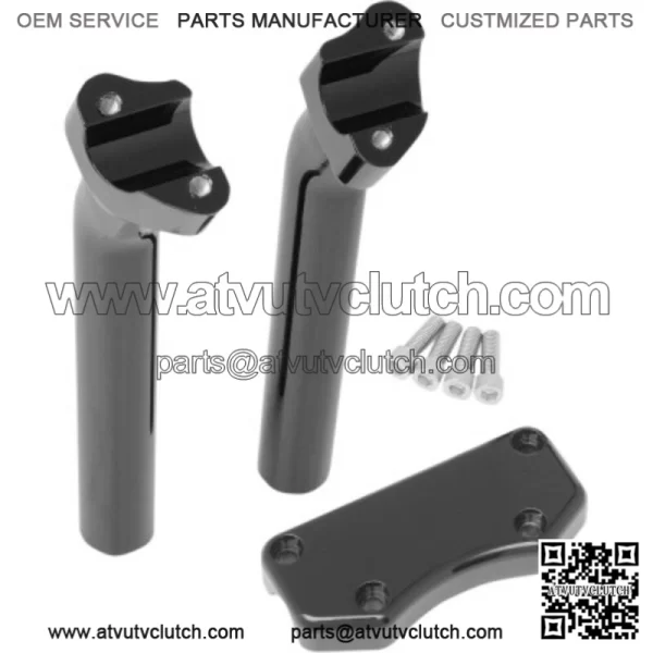 Gloss Black 9 1/2 Pullback Risers Handlebar Top Clamp Kit Harley Softail Dyna XL (For: Harley-Davidson)