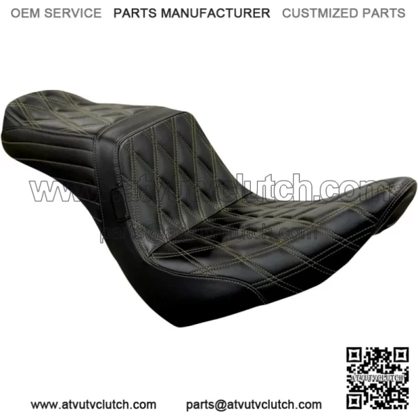 Le Pera Black 2-Up Tailwhip Seat Diamond Chestnut Stitching 18+ Harley Low Rider (For: Harley-Davidson)