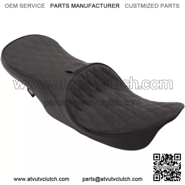Forward Positioning Low Profile Touring Seat Black Leather Diamond Stitch Harley (For: Harley-Davidson)