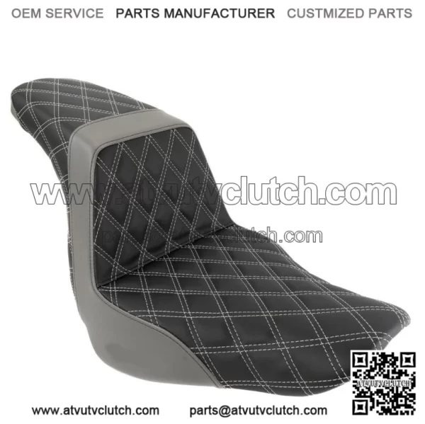 Saddlemen Step 2 Up Lattice Diamond Silver Stitch Seat M8 Harley Softail FXLRS (For: Harley-Davidson)