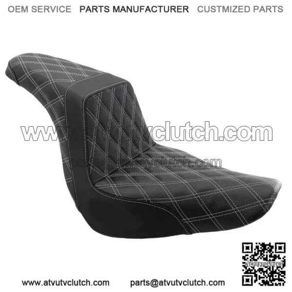 Saddlemen Silver Step 2 Up Lattice Stitch Grip Seat Harley Softail Low Rider 18+ (For: Harley-Davidson)
